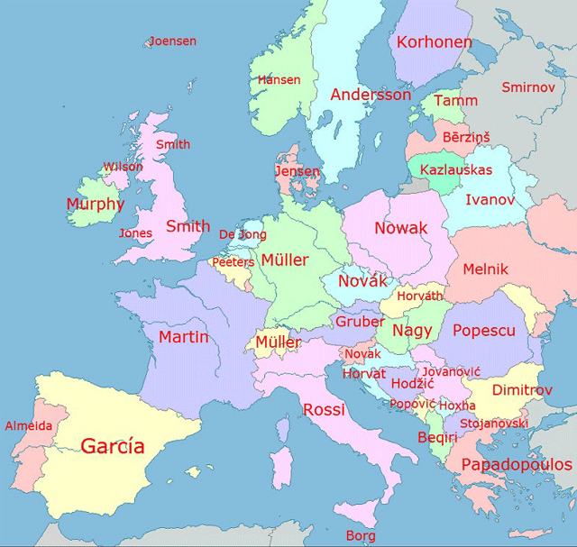Familiennamen in Europa